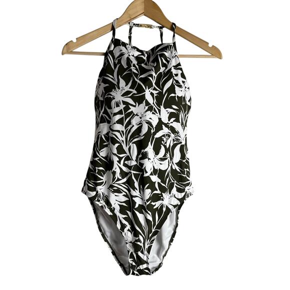 Lauren Ralph Lauren Tropic Monotone Floral High Neck One Piece Swimsuit 10 - Picture 3 of 12